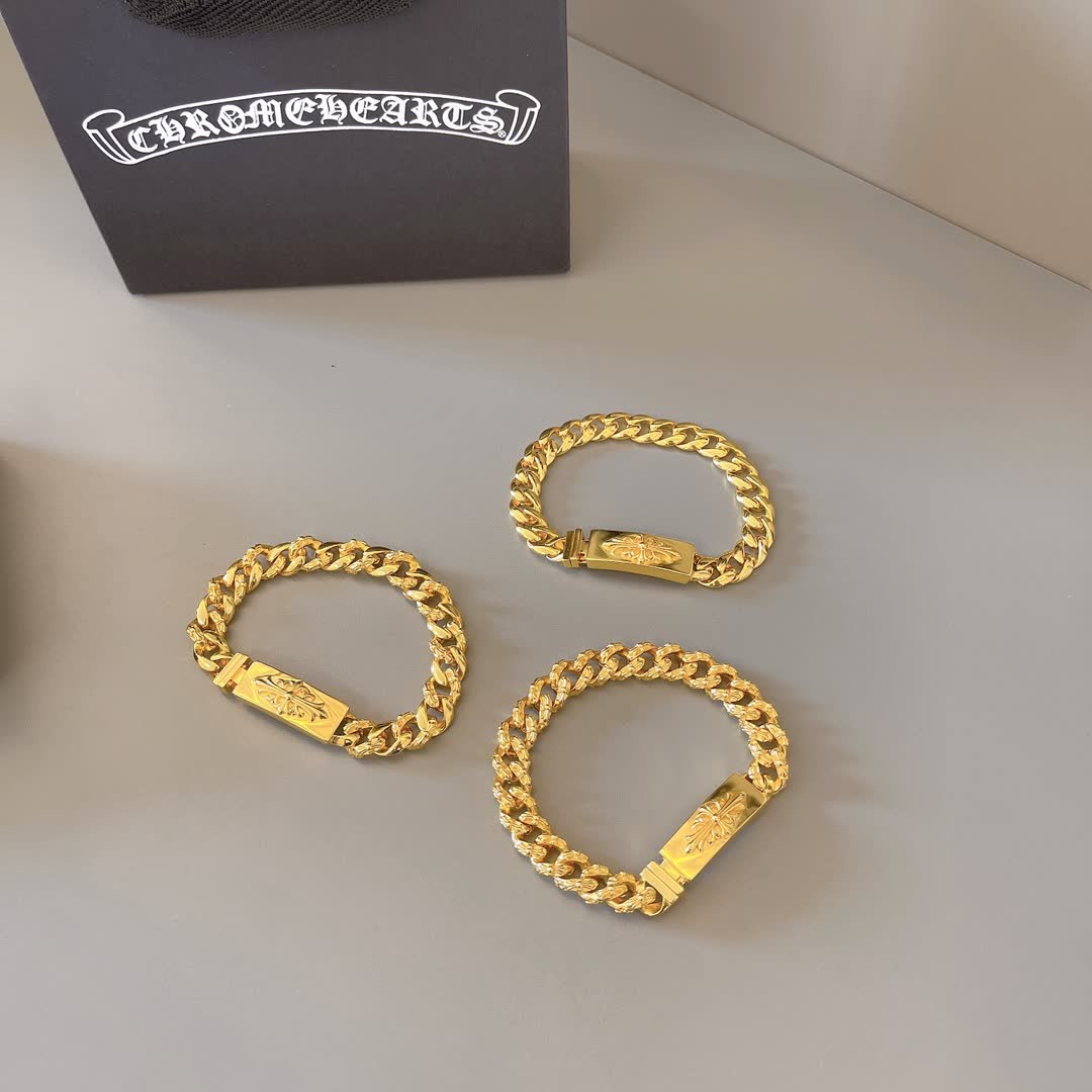 Chrome Hearts Gold-Plated Chain Bracelets